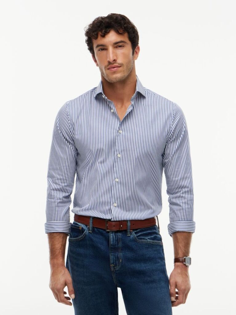 Μπλε Smart Casual Ριγέ Πουκάμισο Σε Slim Γραμμή  Άνδρες