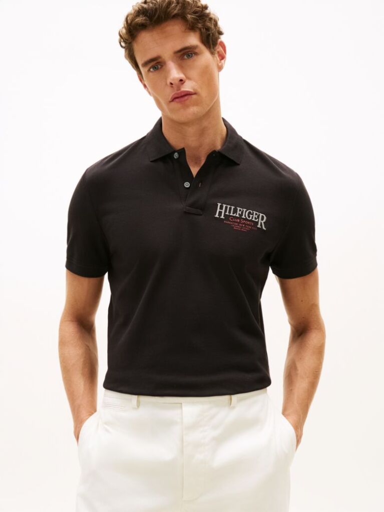 Black Regular Fit Heritage Logo Polo Shirt  Men