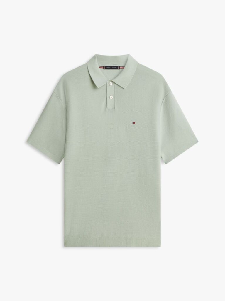 Green Relaxed Fit Knit Polo Shirt  Men