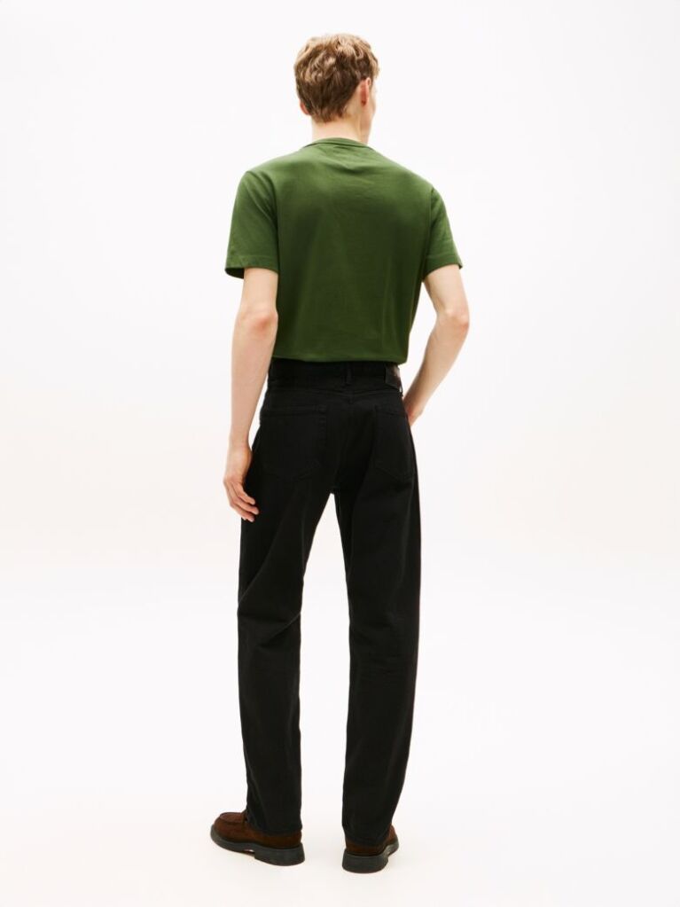 Black Washed Regular Straight Leg Black Jeans  Men