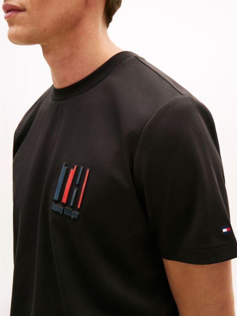 Black This T-shirt is made from performance stretch Pima cotton and given an extra tactile touch by the embossed logo.  Men