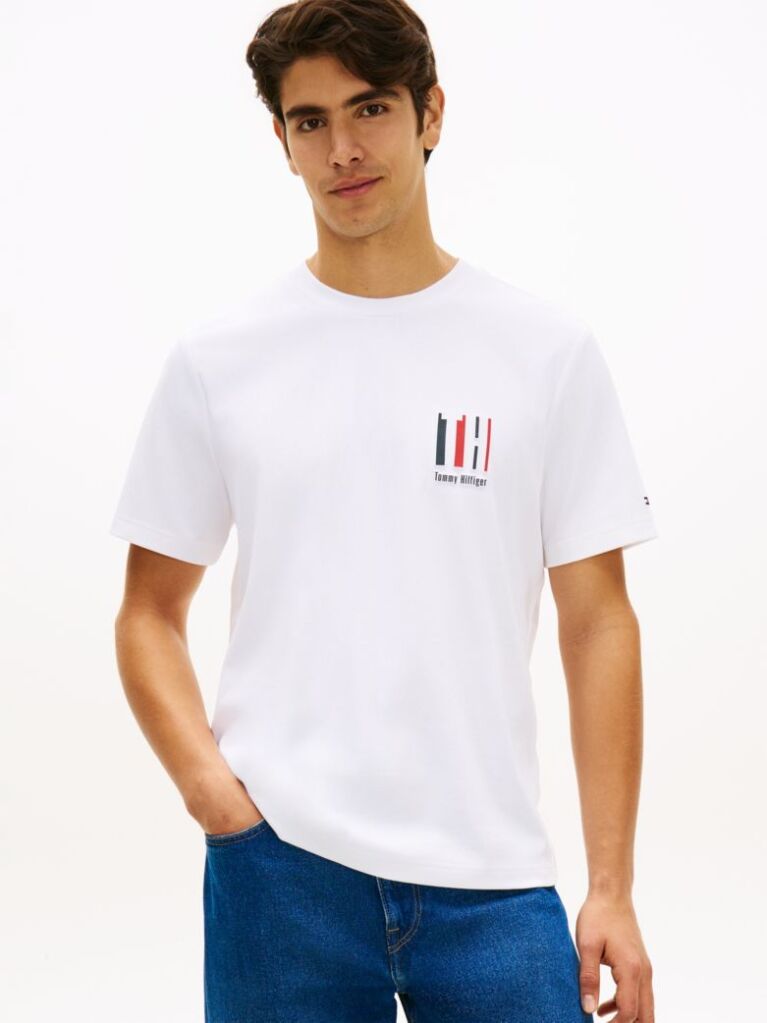 Άσπρο Performance T-Shirt Με Κεντητό Λογότυπο  Άνδρες