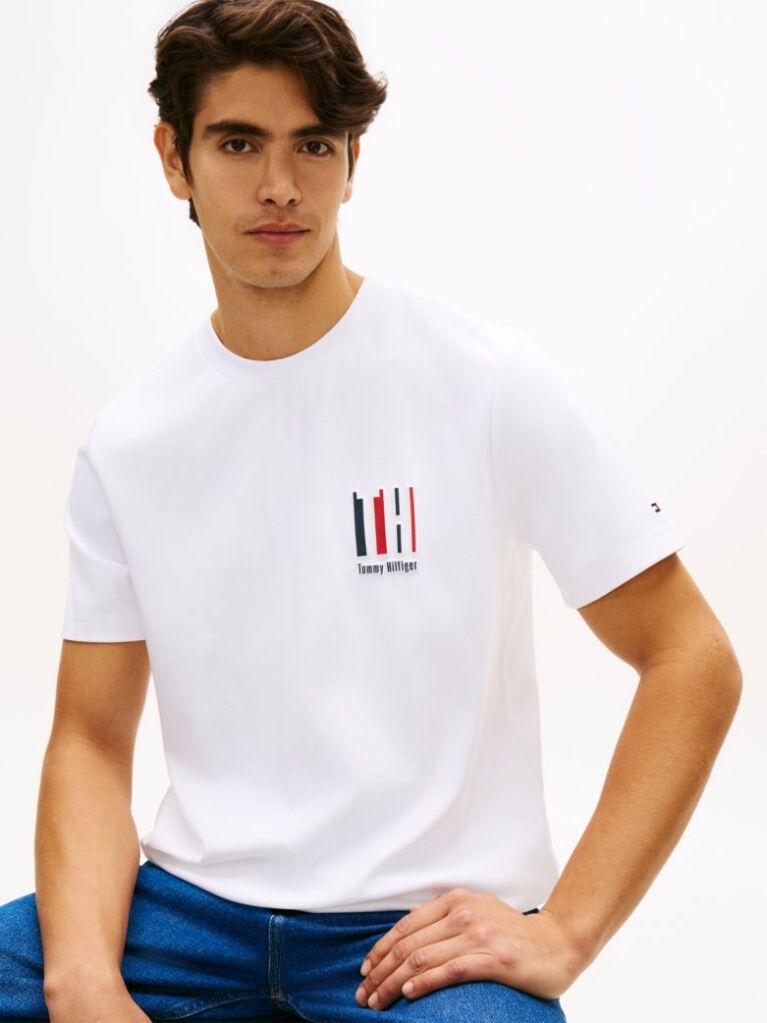 Άσπρο Performance T-Shirt Με Κεντητό Λογότυπο  Άνδρες
