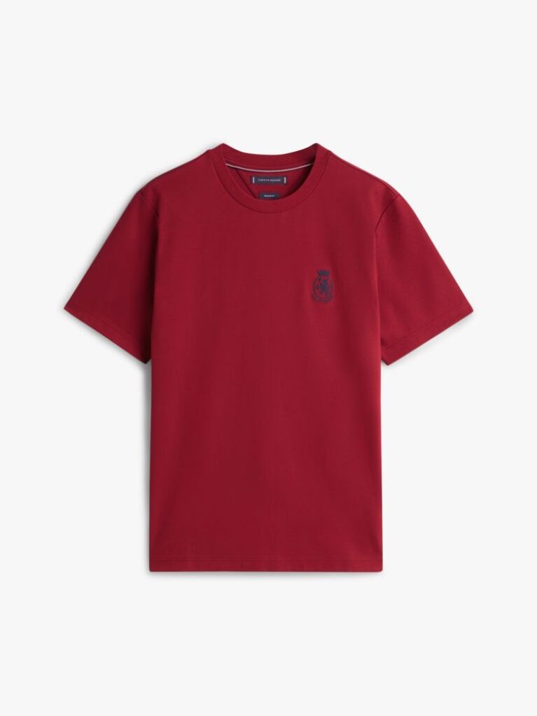 Red TH Crest Embroidery Interlock Knit T-Shirt  Men