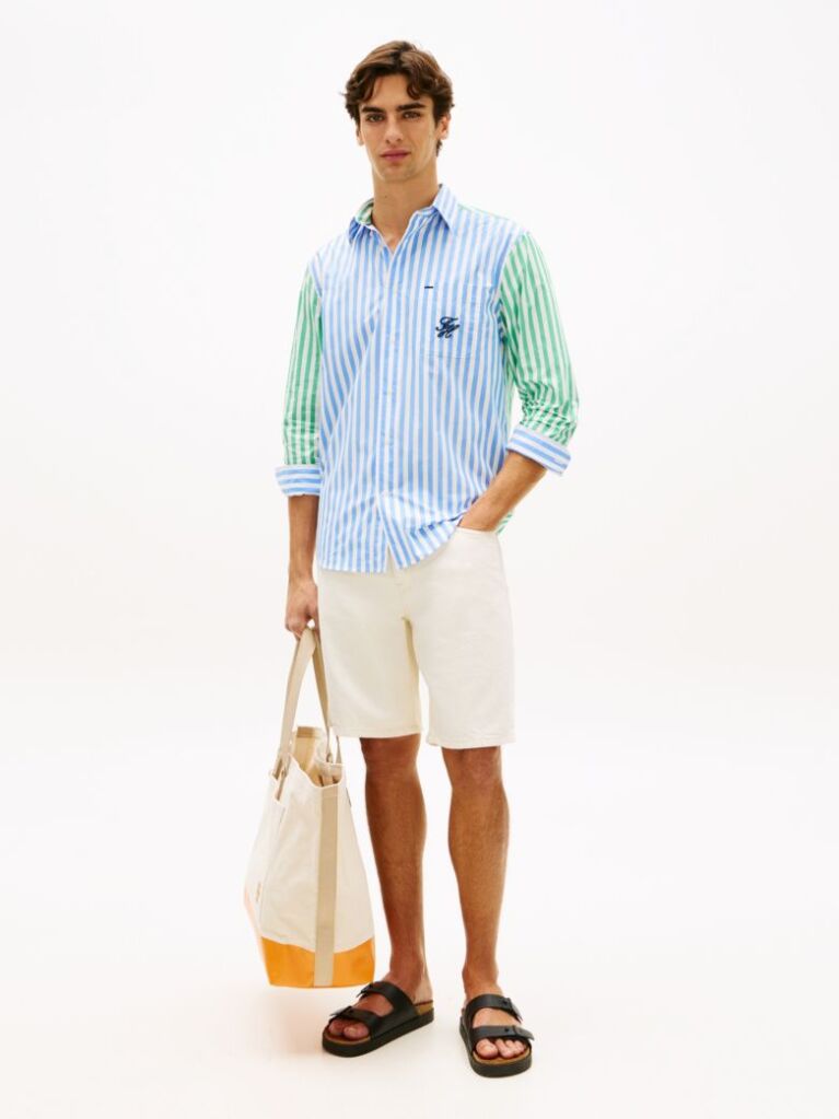 Multi Classic Fit Logo Embroidery Paper Touch Shirt  Men