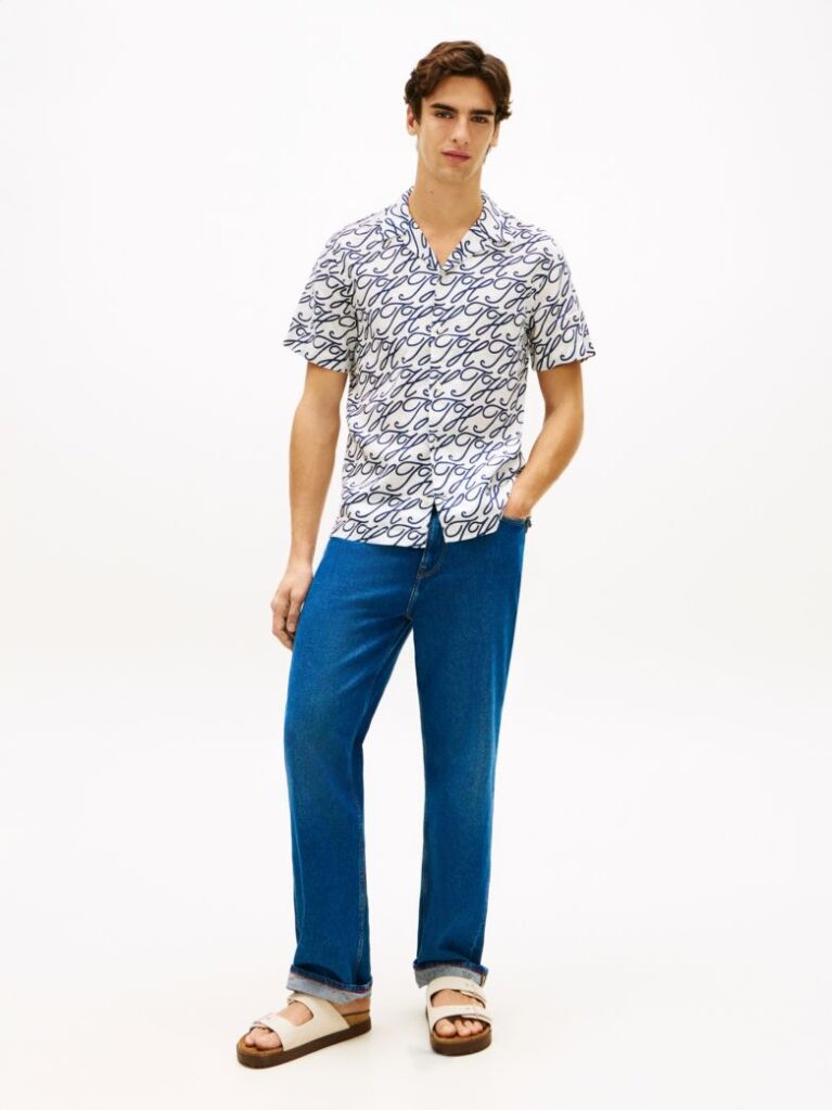 Multi Regular Fit Pure Linen Short Sleeve Shirt  Men