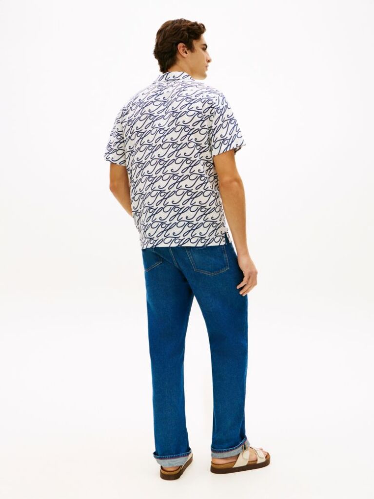 Multi Regular Fit Pure Linen Short Sleeve Shirt  Men