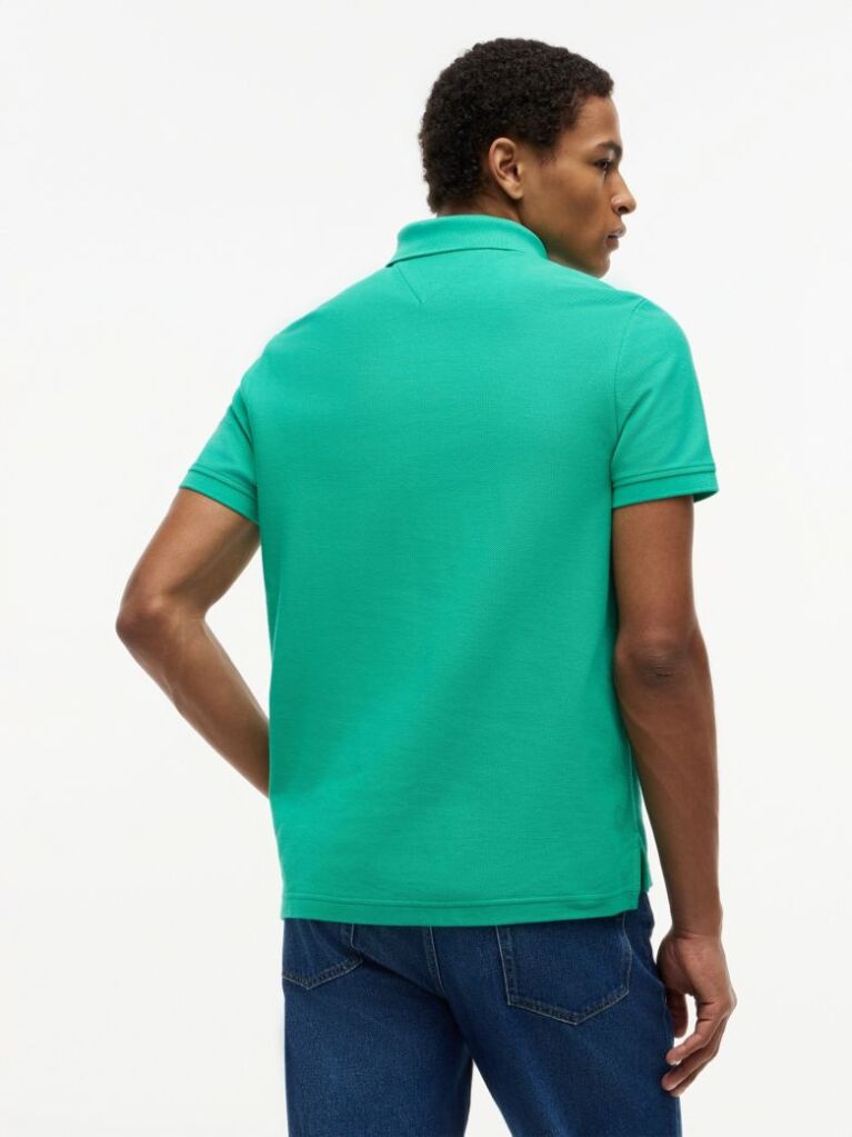Green Regular Fit Logo Pique Polo Shirt  Men