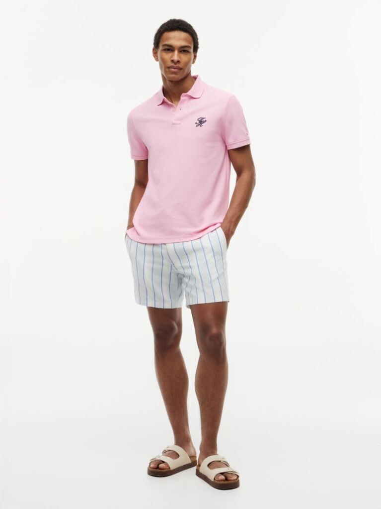 Pink Regular Fit Logo Pique Polo Shirt  Men