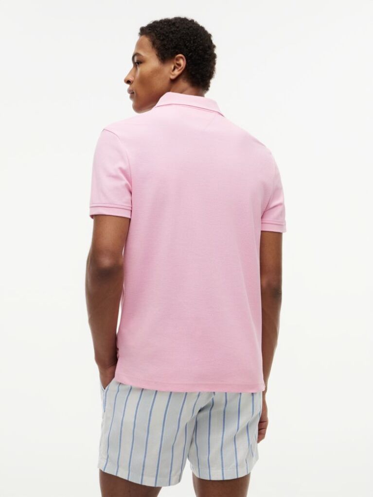 Pink Regular Fit Logo Pique Polo Shirt  Men
