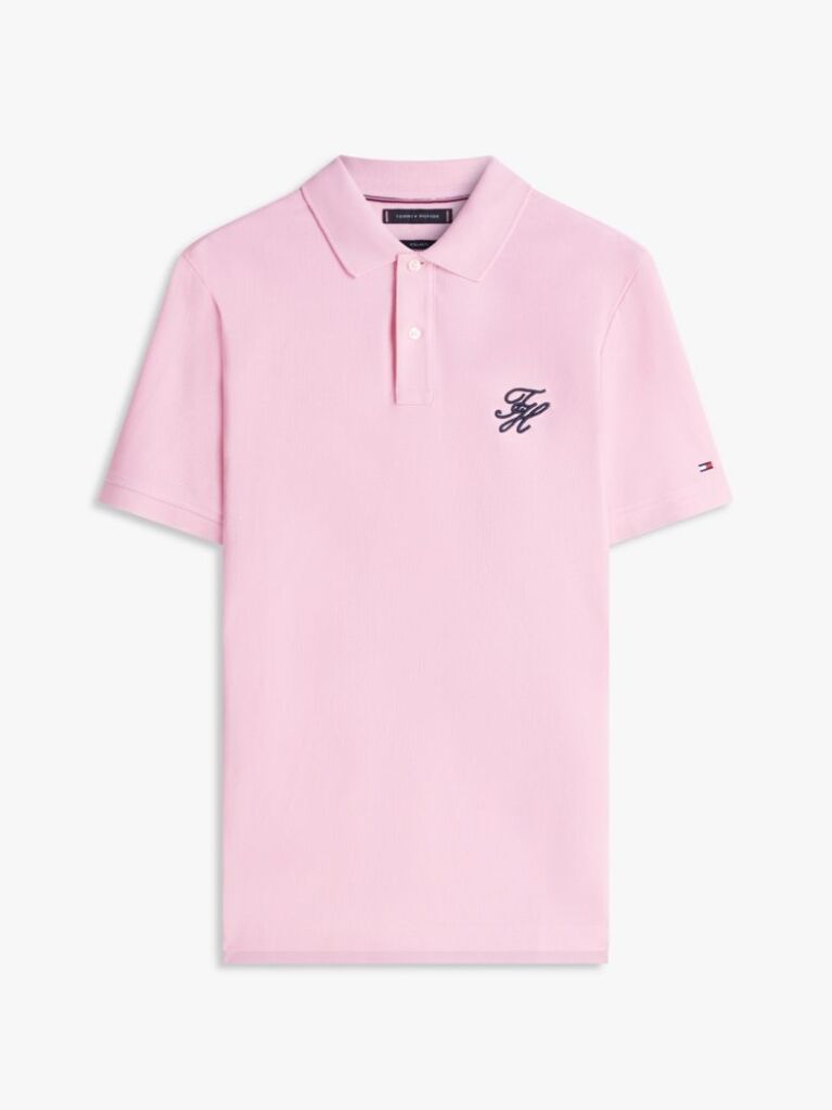 Pink Regular Fit Logo Pique Polo Shirt  Men