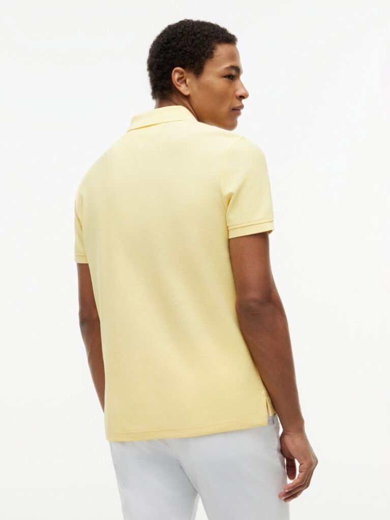 Yellow Regular Fit Logo Pique Polo Shirt  Men