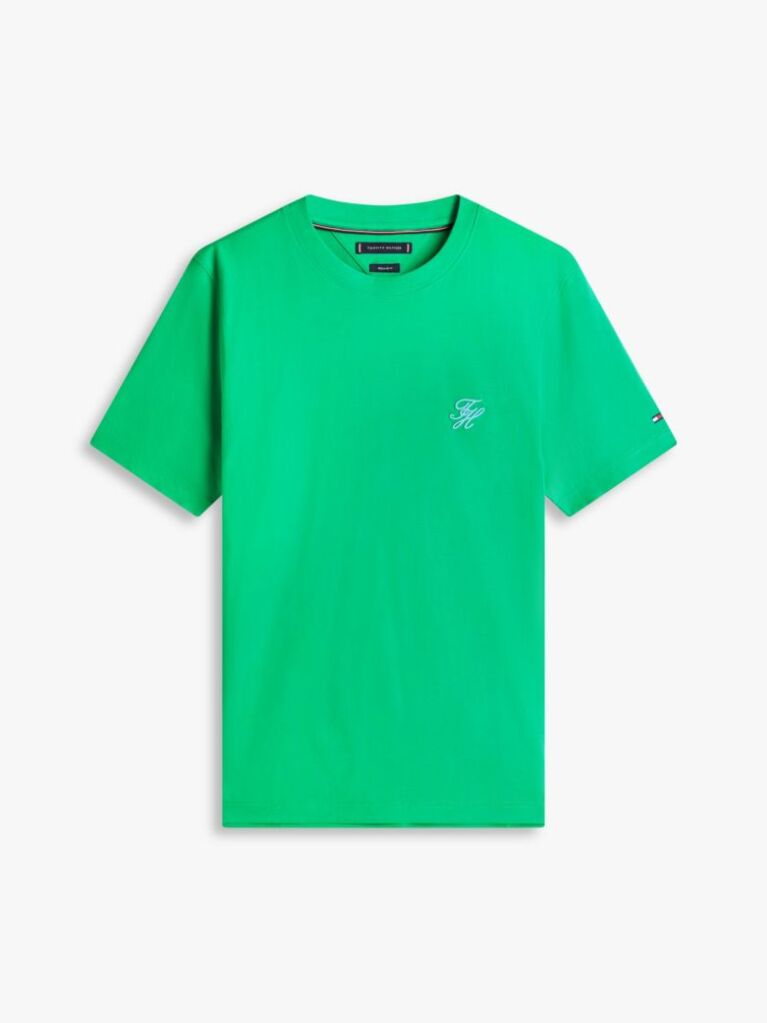 Πράσινο Βαμβακερό T-Shirt Με Κεντητό Λογότυπο  Άνδρες