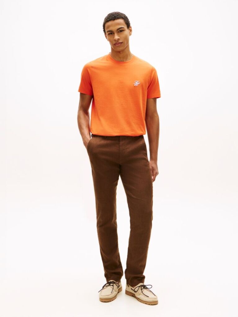 Orange Logo Embroidery Jersey T-Shirt  Men