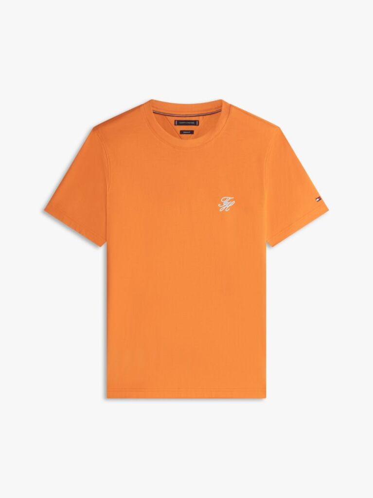 Orange Logo Embroidery Jersey T-Shirt  Men