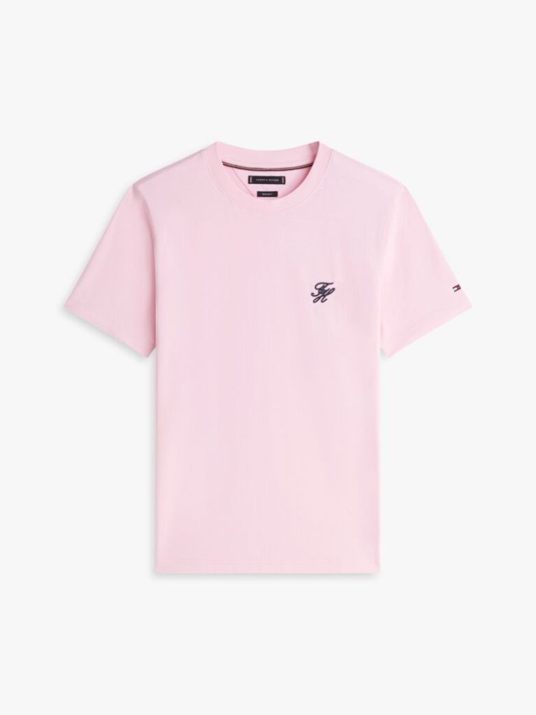 Ροζ Βαμβακερό T-Shirt Με Κεντητό Λογότυπο  Άνδρες