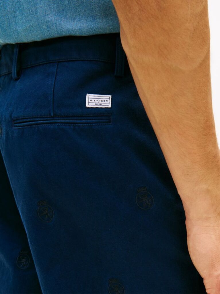 Blue Crest Embroidery Loose Twill Chinos  Men