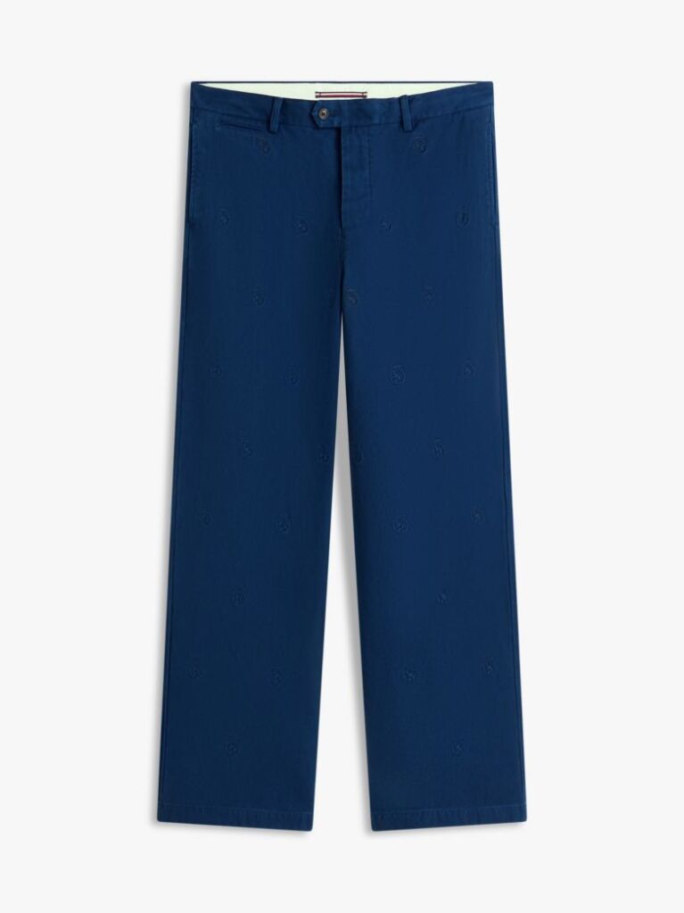 Blue Crest Embroidery Loose Twill Chinos  Men