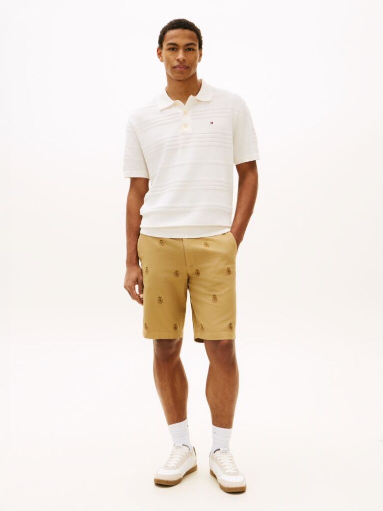 Brown Dover Crest Embroidery Washed Chino Bermuda Shorts  Men