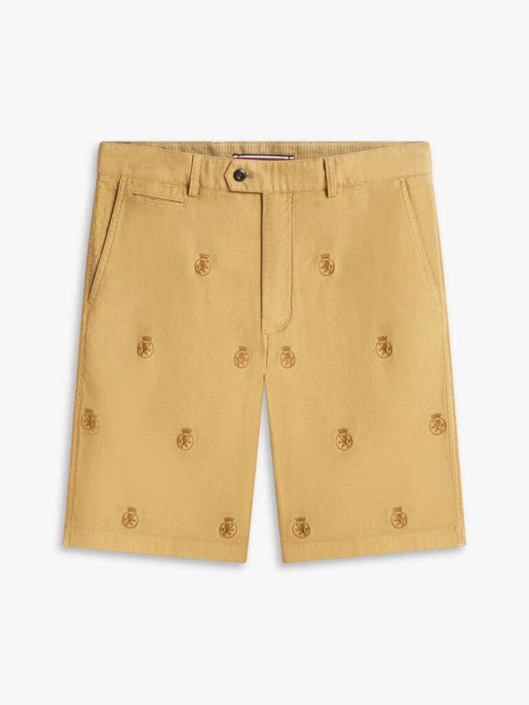 Brown Dover Crest Embroidery Washed Chino Bermuda Shorts  Men