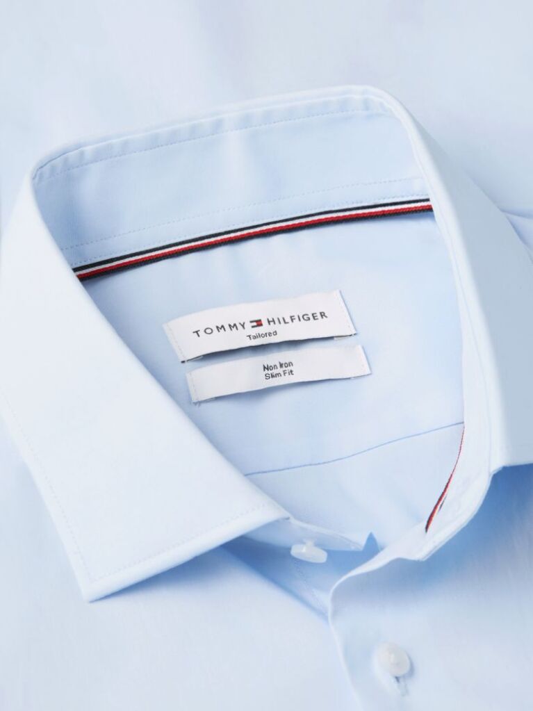 Blue Slim Fit Flag Embroidery Shirt  Men