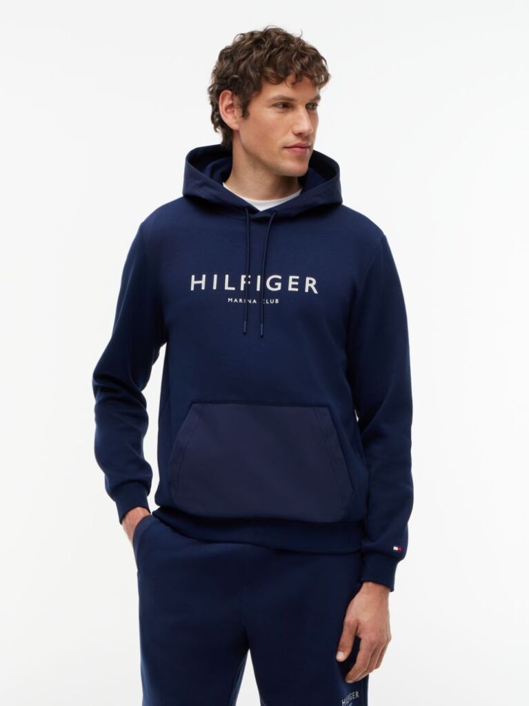 Blue Logo Drawstring Hoody  Men