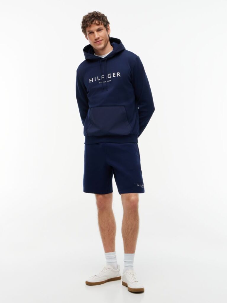 Blue Logo Drawstring Hoody  Men