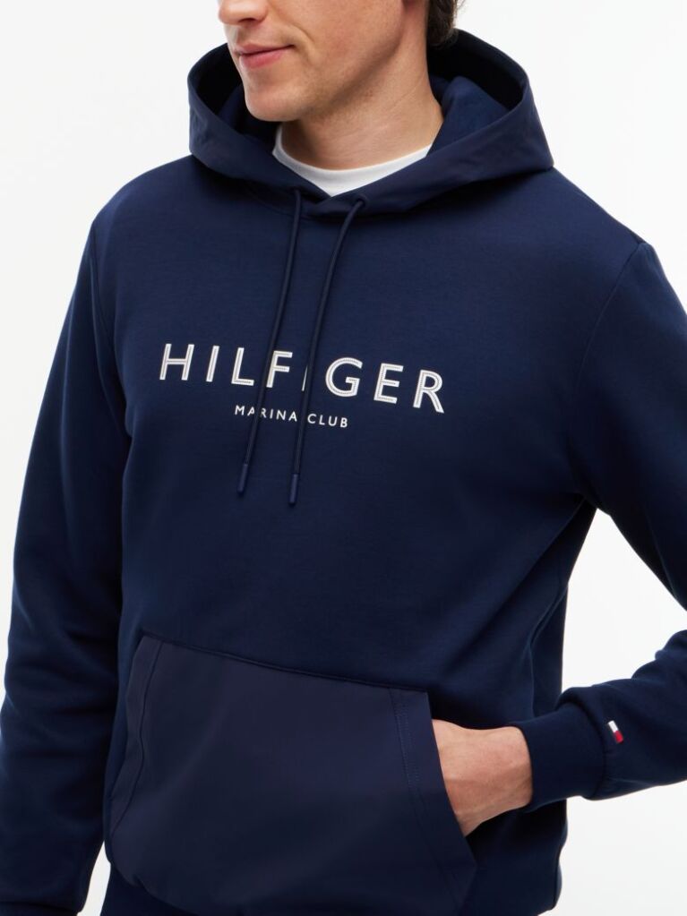 Blue Logo Drawstring Hoody  Men