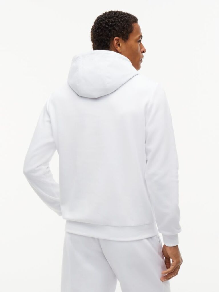 White Logo Drawstring Hoody  Men