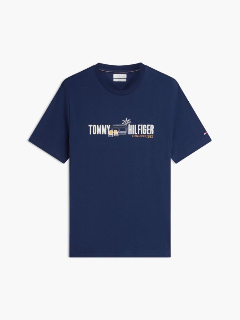 Μπλε Βαμβακερό T-Shirt Με Λογότυπο  Άνδρες
