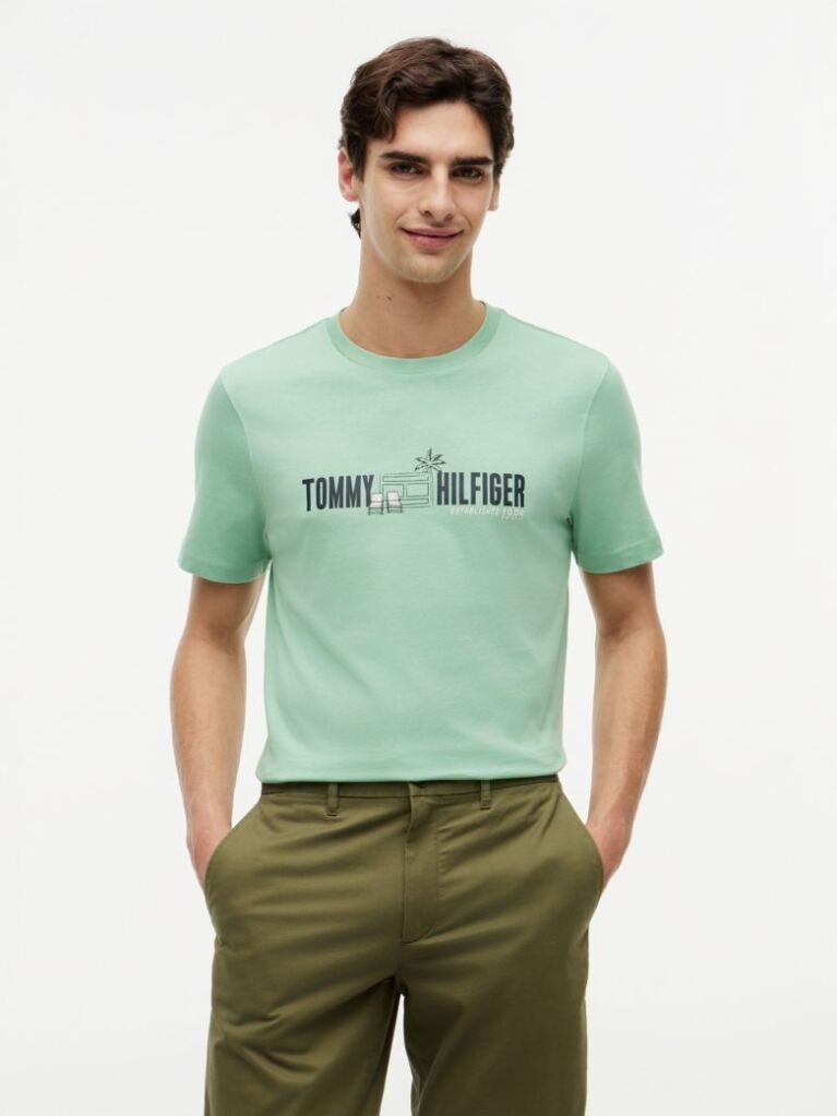 Green Logo Graphic Jersey T-Shirt  Men