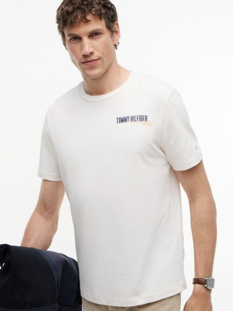 Beige Back Graphic Jersey T-Shirt  Men