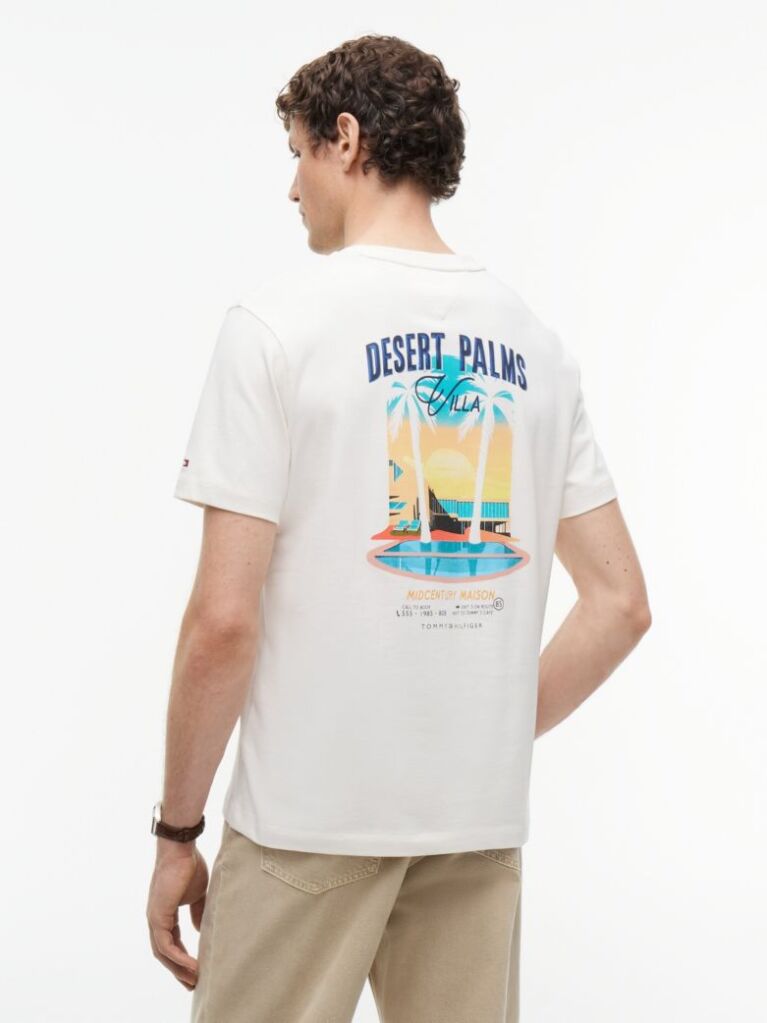 Beige Back Graphic Jersey T-Shirt  Men