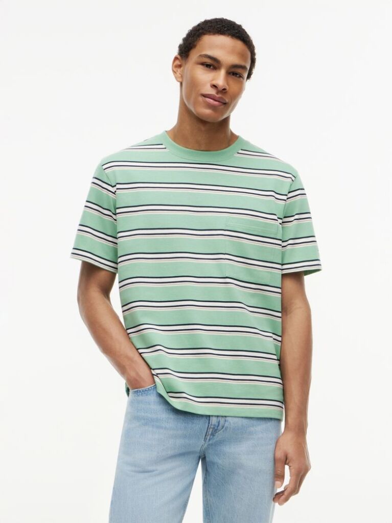 Multi Mixed Stripe Relaxed Jersey T-Shirt  Men