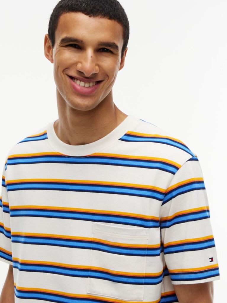 Multi Mixed Stripe Relaxed Jersey T-Shirt  Men