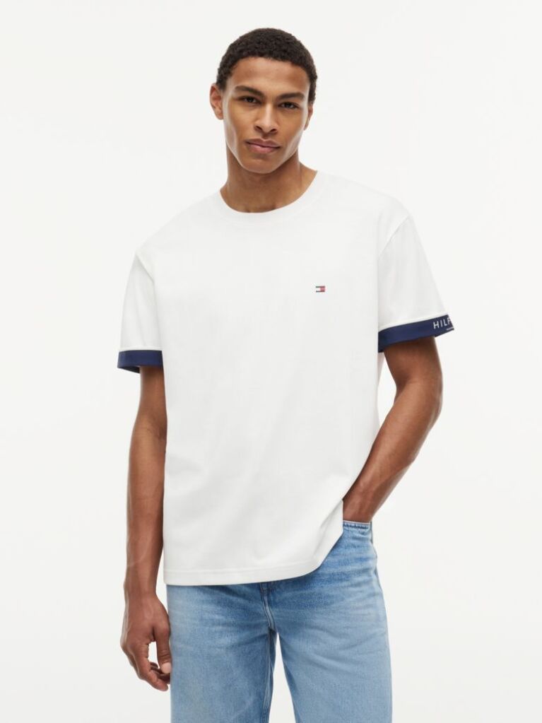 White Mixed Texture T-Shirt  Men