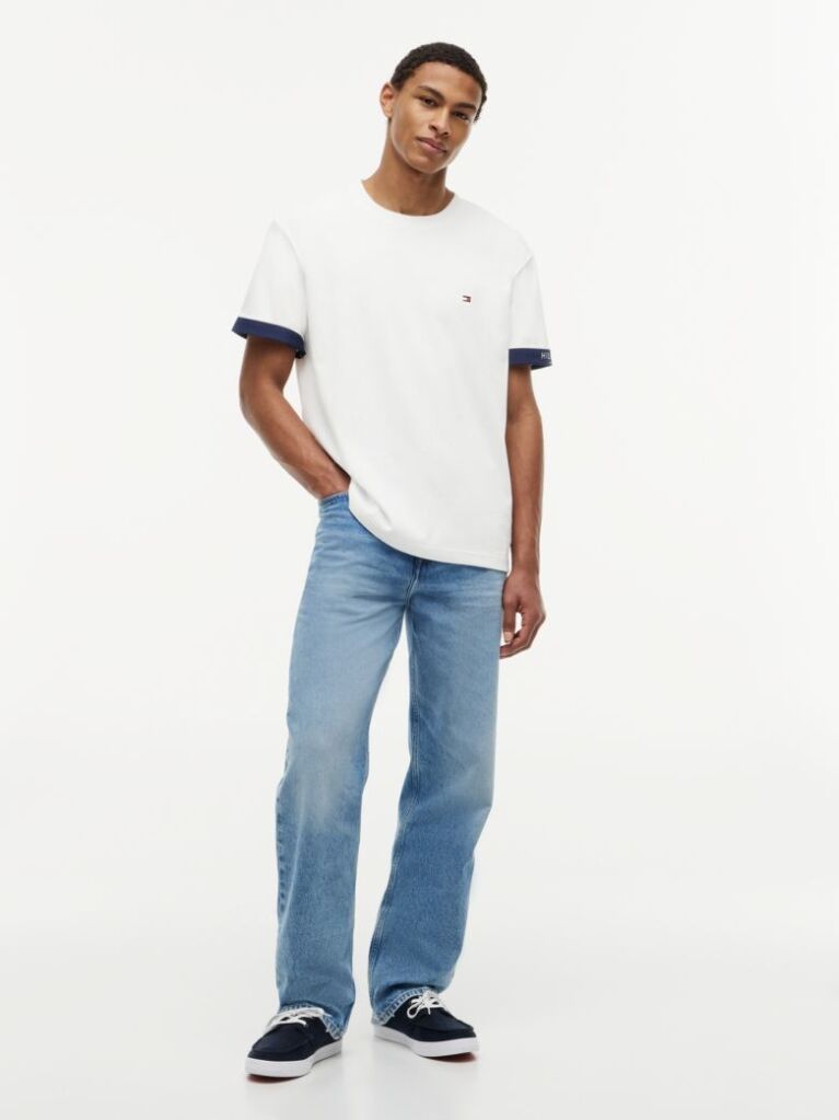 White Mixed Texture T-Shirt  Men