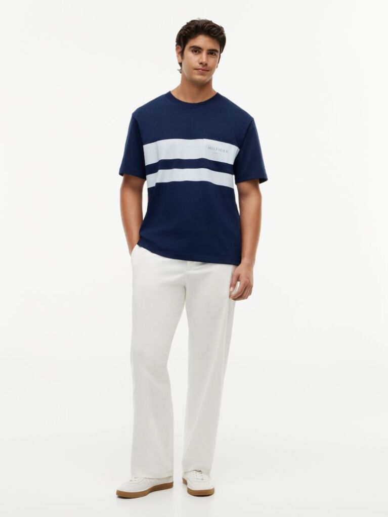 Blue Logo Colour-Blocked Relaxed T-Shirt  Men