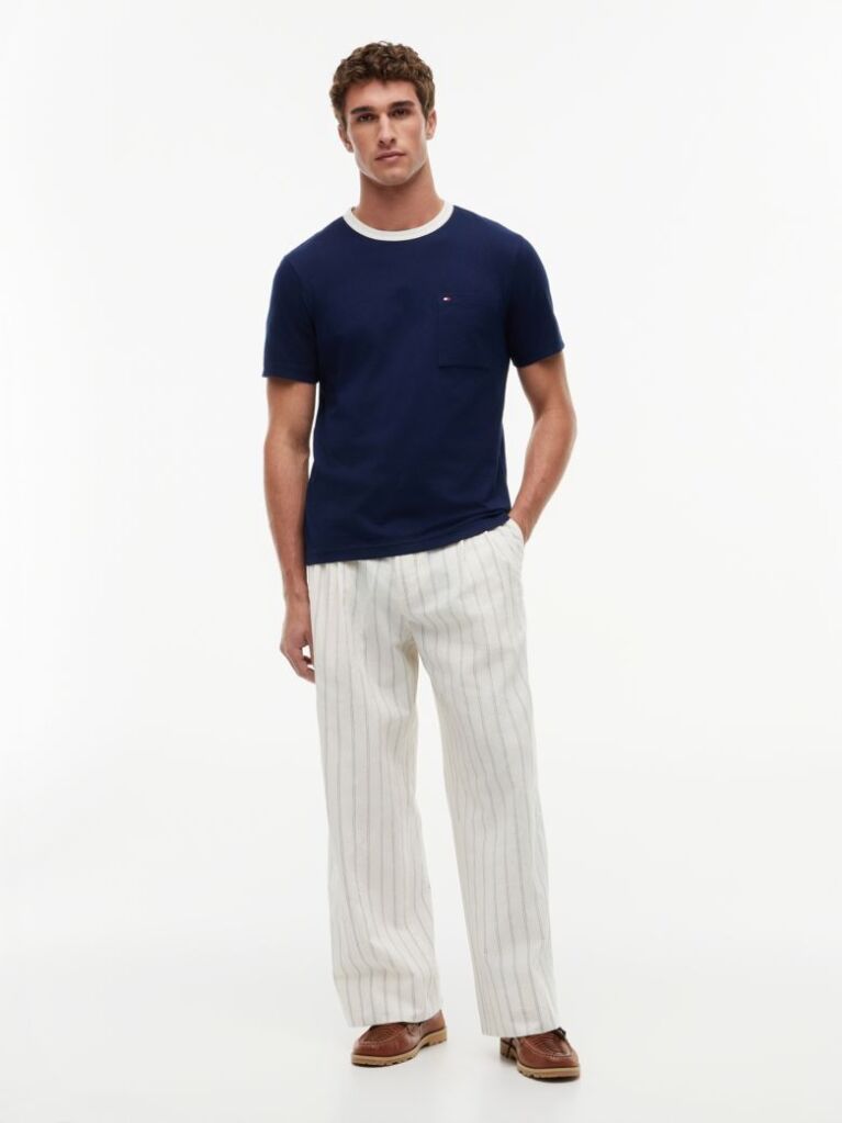 Blue Mesh Collar Jersey T-Shirt  Men