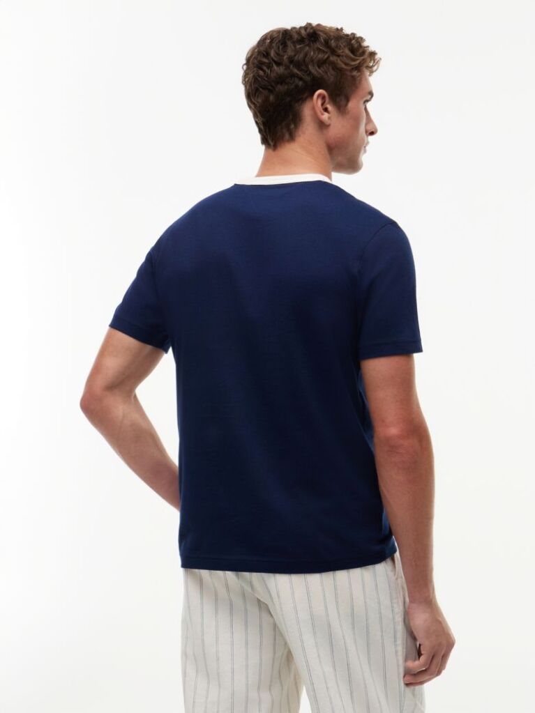 Blue Mesh Collar Jersey T-Shirt  Men