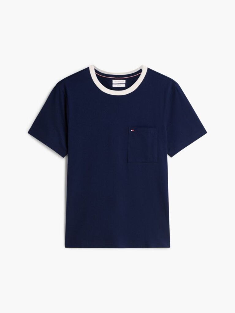 Blue Mesh Collar Jersey T-Shirt  Men