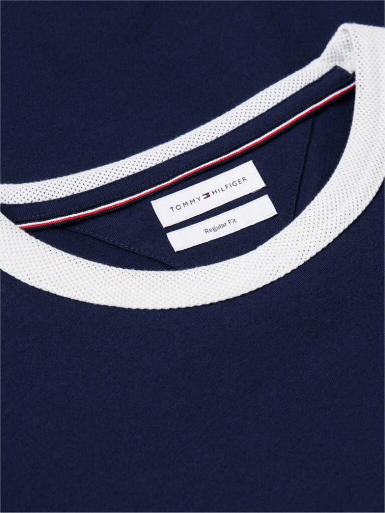 Blue Mesh Collar Jersey T-Shirt  Men
