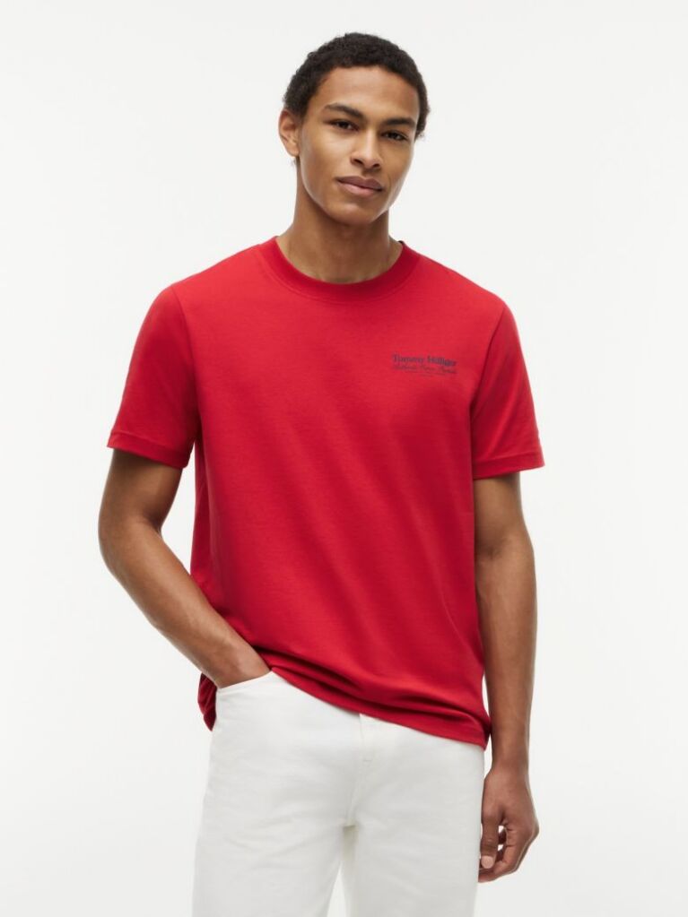 Red Back Graphic Jersey Crew Neck T-Shirt  Men