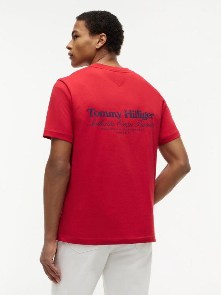 Red Back Graphic Jersey Crew Neck T-Shirt  Men