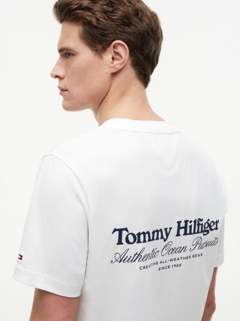 White Back Graphic Jersey Crew Neck T-Shirt  Men