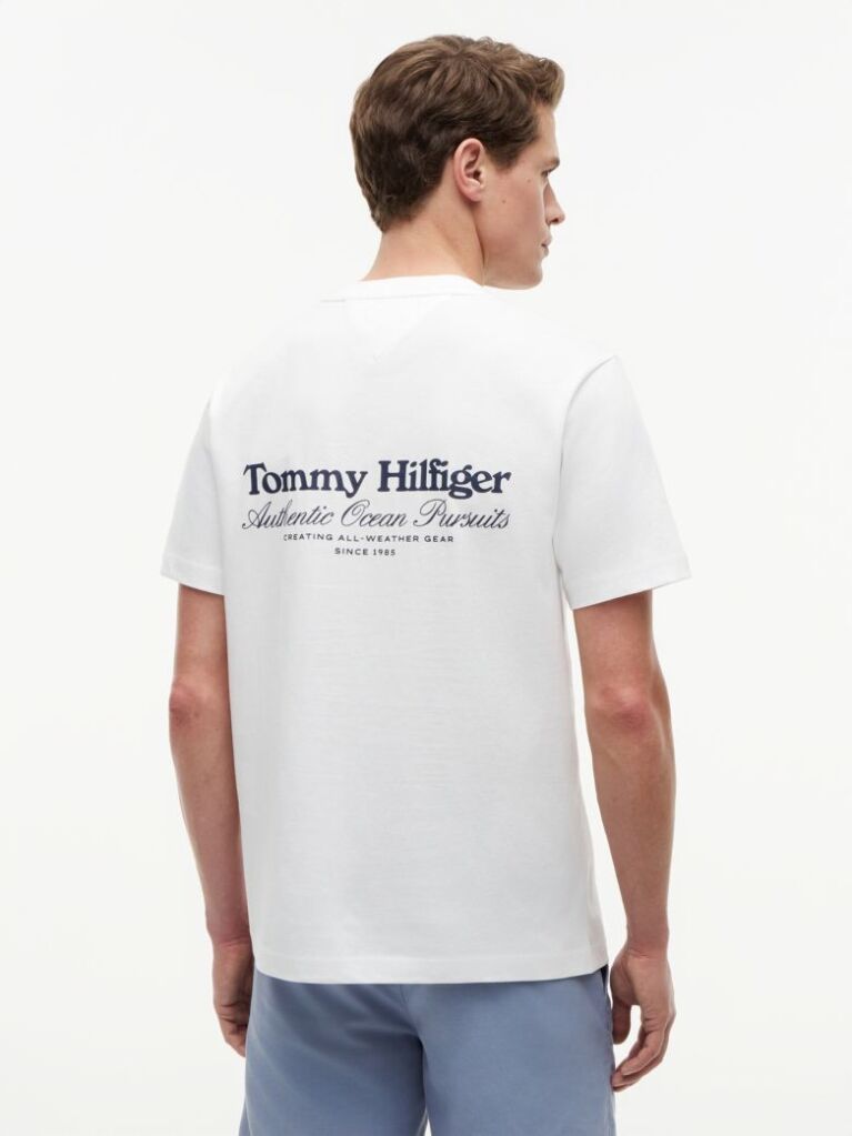White Back Graphic Jersey Crew Neck T-Shirt  Men