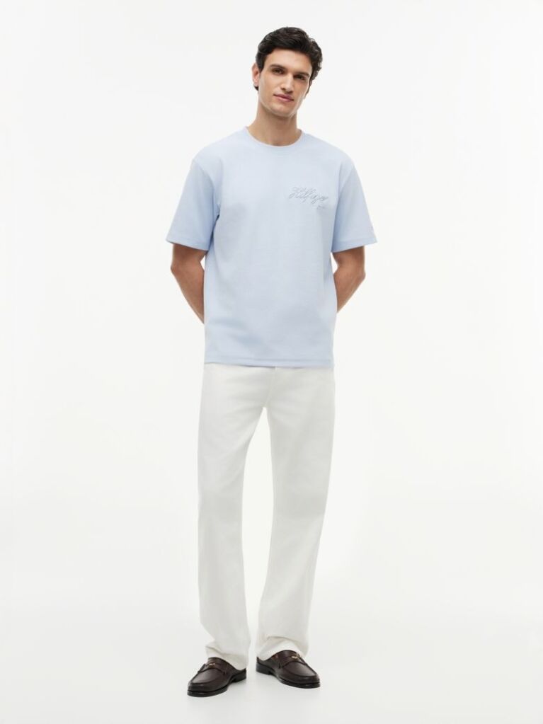Blue Jacquard Rope Logo Relaxed T-Shirt  Men