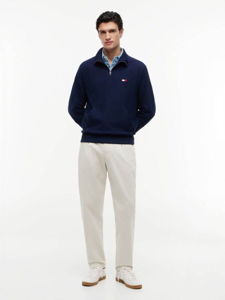 Blue Flag Logo Raglan Relaxed Quarter-Zip Jumper  Men