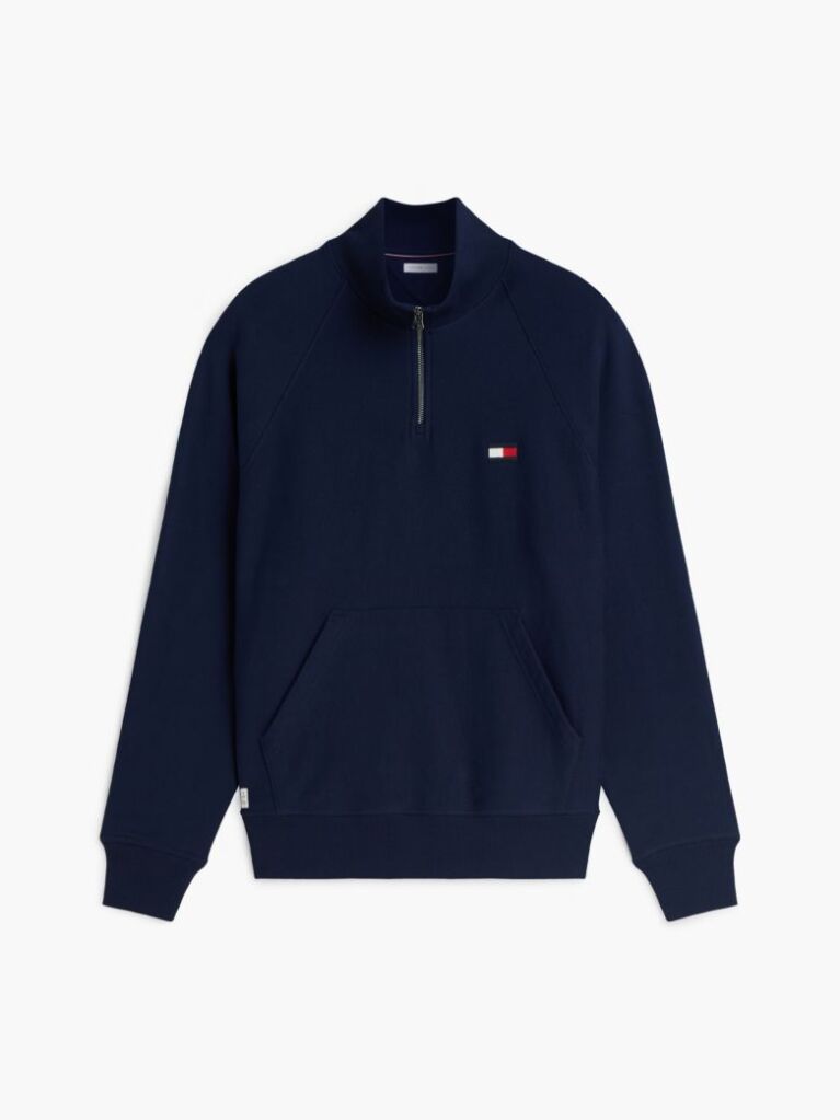 Blue Flag Logo Raglan Relaxed Quarter-Zip Jumper  Men