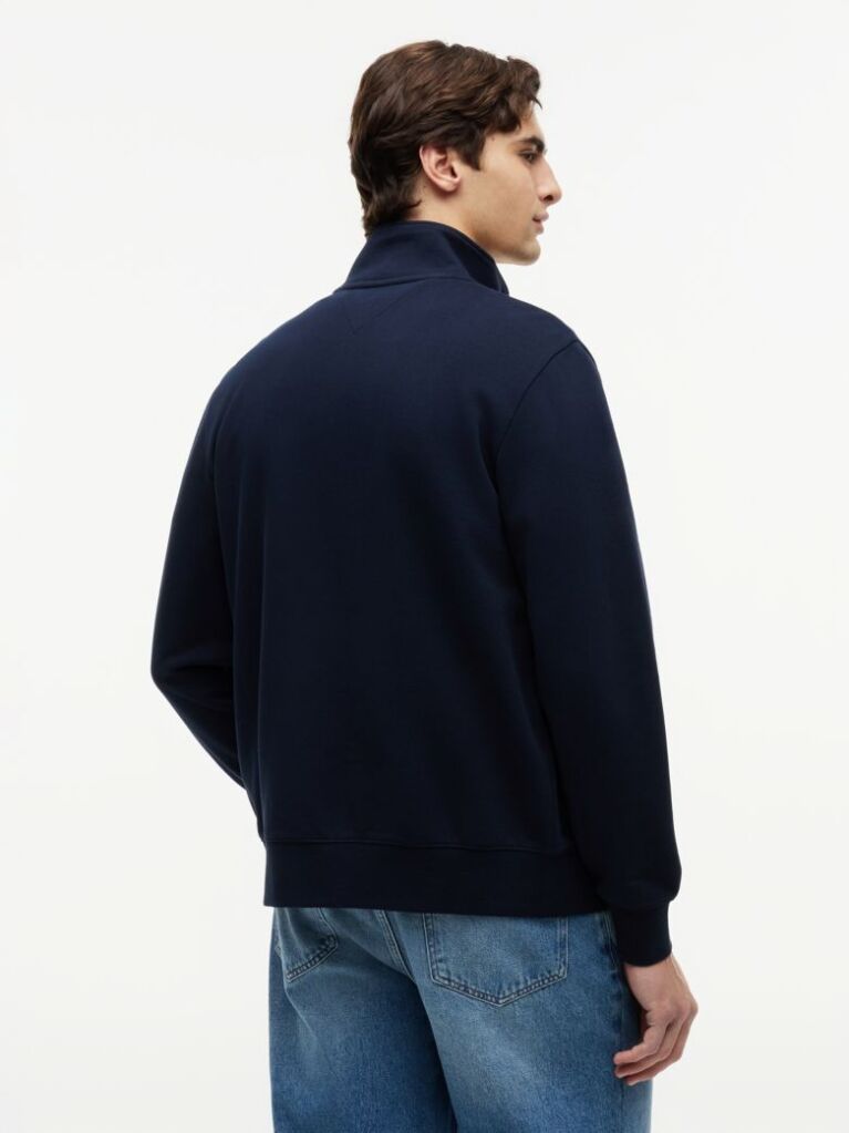 Blue Logo Mock Neck Zip-Thru Sweatshirt  Men